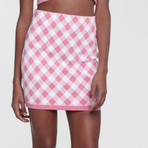Balmain Women's Pink Gingham Check Mini Skirt
